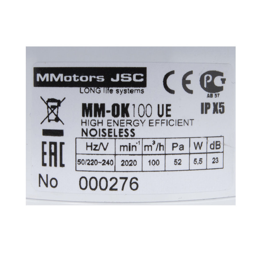 Mmotors MM-OK 100 UE, 100 м³/ч, 23 дб - отопление, вентиляция и кондиционирование