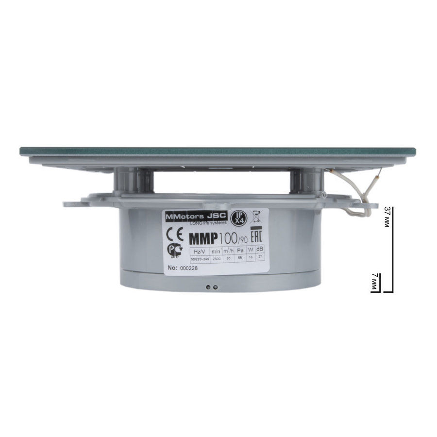 Mmotors ММ-Р 06 стекло прямое, ТОНКИЙ, 90 м³/ч, 16 Вт, с обратным клапаном /светло серый с каплями/ - отопление, вентиляция и кондиционирование