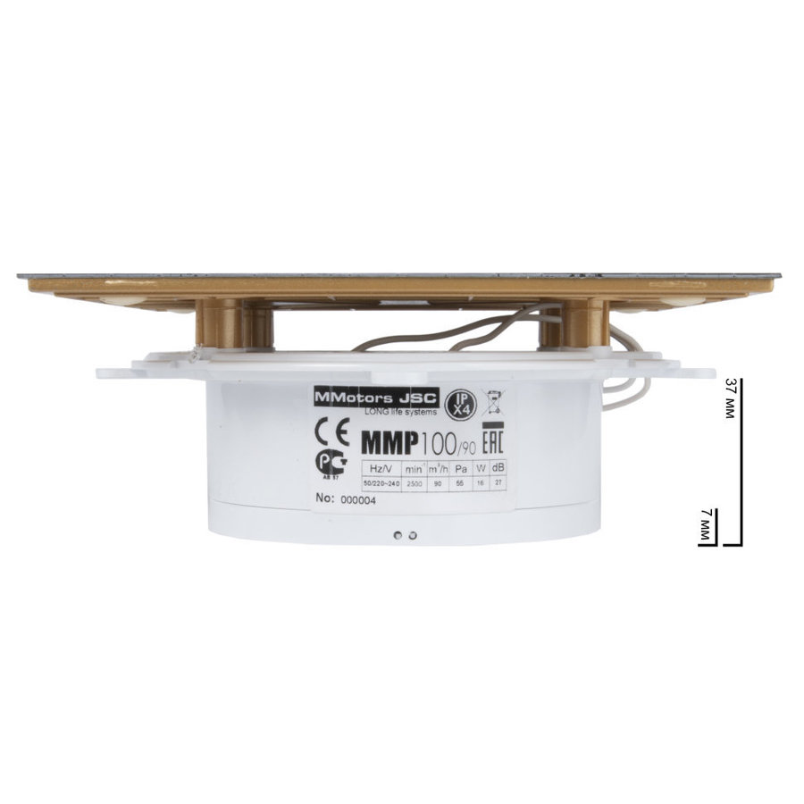 Mmotors ММ-Р 06 стекло прямое, ТОНКИЙ, 90 м³/ч, 16 Вт, с обратным клапаном /мозаика золото/ - отопление, вентиляция и кондиционирование