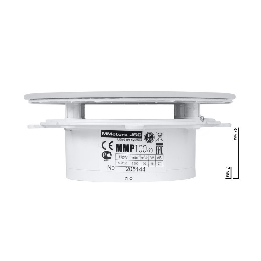 Mmotors ММ-Р 06 стекло КРУГ, ТОНКИЙ, 90 м³/ч, 16 Вт, с обратным клапаном /белый матовый/ - отопление, вентиляция и кондиционирование